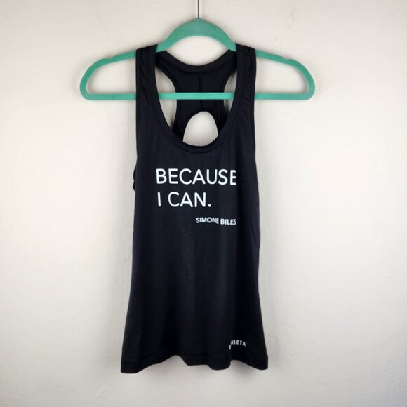 Athleta Simone Biles "Because I Can" Nitro Racerback Tank Top Black sz S - Picture 1 of 9